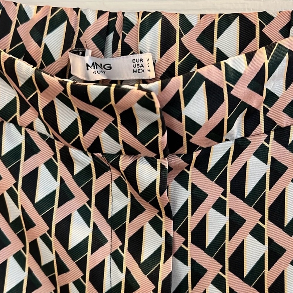 Mango Abstract Patterned Trousers - Pink, Black, Cream // Small